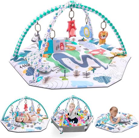 Bellababy Tummy Time Mat, 4-in-1 Baby Play Mat Gym Activity for Infants Toddlers