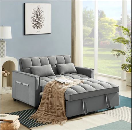Modern Velvet Convertible Loveseat Sleeper Sofa Couch with Adjustable Backrest,