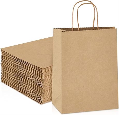 8.3 * 4.3 * 10.7" 50 Pcs Kraft Gift Bags,Party Favour Bags,Merchandise Bags