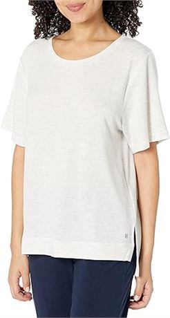 XL - HUE Women's Solid French Terry Short Sleeve Lounge Tee