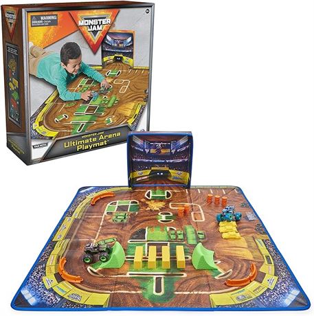 Monster Jam, Ultimate Arena Playmat & Storage with 2 Exclusive Monster Trucks