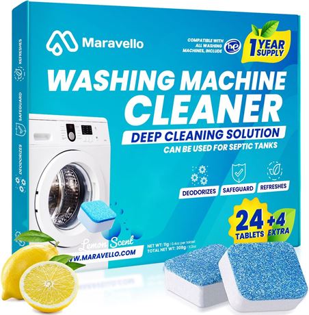 Washing Machine Cleaner Descaler Tablets: Maravello Highly Efficient Laundry
