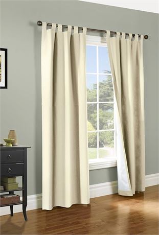 Weathermate Tab Top Insulated Energy Efficient Drapery Pair, Natural 80"X 54"