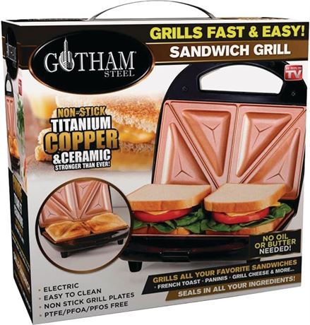 Gotham Steel Breakfast Sandwich Maker, 2 in 1 Panini Press Grill Sandwich Maker,