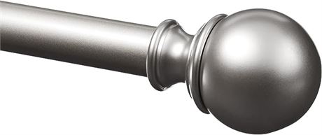 1-Inch Curtain Rod with Round Finials - 1-Pack, 36 to 72 Inch, Nickel