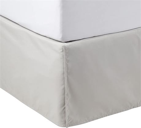 QUEEN -  Basics Lightweight Pleated Bed Skirt, Light Grey