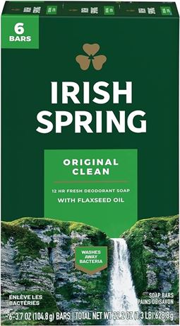Irish Spring Bar Soap - Original Clean Scent - Moisturizing Bath and Shower Face