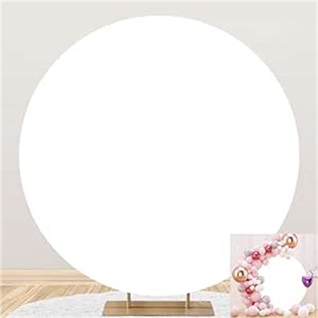 7.2x7.2ft Round Backdrop Cover Circle Birthday Photo Photography, White