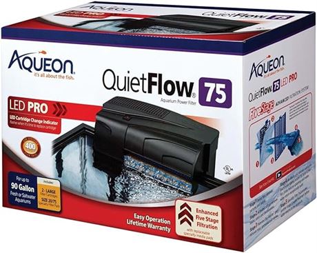 Aqueon 6079 QuietFlow 55/75 Power Filter, 400-GPH