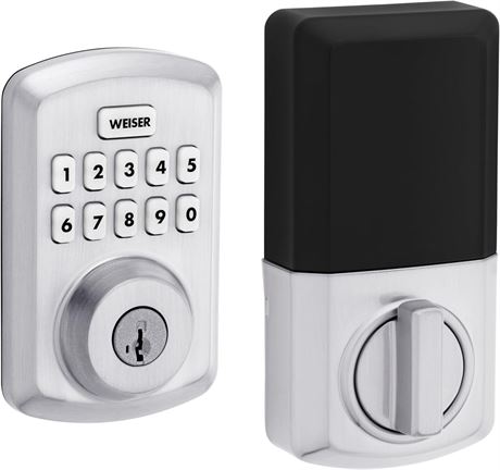 Weiser Powerbolt 3 Satin Chrome Keyless Entry Door Lock/Deadbolt Lock, 10-Button