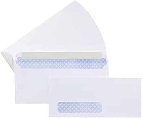 Security-Tinted Self-Seal Business Envelopes with Left Window, Peel & Seal