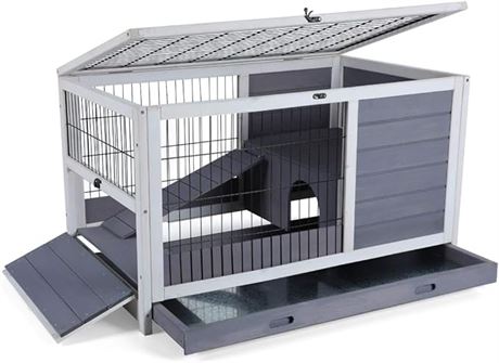 PETSFIT Guinea Pig Cages Wooden Indoor Hamster Cage with Hideout