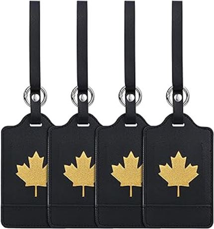 4 Pack Luggage Tag, Anyos PU Leather Travel Bag Labels Suitcase Baggage Tags