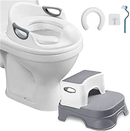 DEANIC Potty Training Toilet Seat with Step Stool Toddler (Grey)
