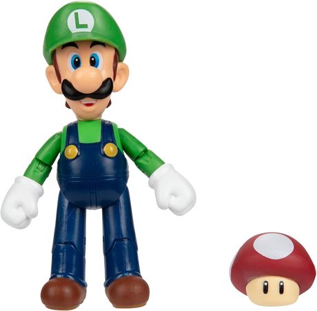 Super Mario 4-Inch Acation Figures Luigi with Red Mushroom