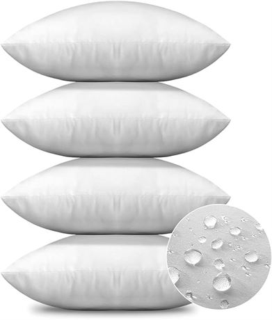 OTOSTAR Premium Waterproof Throw Pillow Inserts, Set of 4, 18x18 Inches