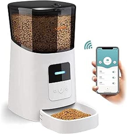 WOPET 6L Automatic Cat Feeder, Wi-Fi Enabled Smart Pet Feeder