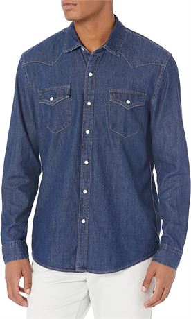 LRG -  Essentials Men's Regular-Fit Long-Sleeve Denim Shirt, Denim Blue