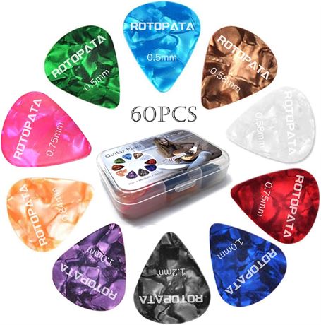 60 Pcs Guitar Picks with 6 Different Thickness Variety