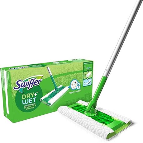 Swiffer Wet & Dry Sweeper Starter Kit, Mops for Floors, Includes 1 Floor Mop