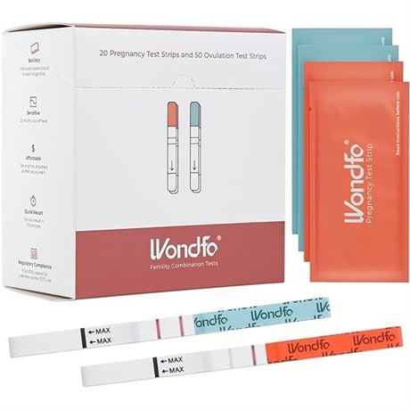 Wondfo 50 Ovulation Test Strips and 20 Pregnancy Test Strips Kit