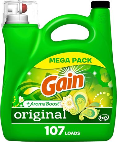 Gain + Aroma Boost Liquid Laundry Detergent, Original Scent, 107 Loads, 4.55L