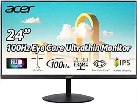 Acer ‎SB242Y EBI 23.8" FHD 1920x1080 IPS 100Hz 1ms Ultrathin Monitor with AMD Fr