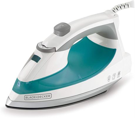 Black+Decker Lightweight Steam Iron, 1200 Watt Clothing Iron, Teal, IR0820C