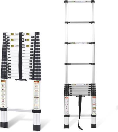 RIKADE Telescopic Ladder, 20.63FT Aluminum Telescoping Ladder with Non-Slip Feet