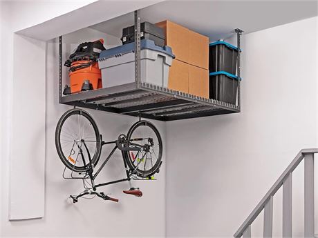 4-ft x 8-ft NewAge Products 40151  Ceiling Mount Garage Storage Rack, Grey