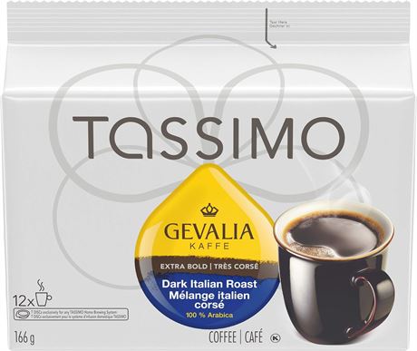 12Discs Tassimo Gevalia Dark Italian Roast Coffee Single Serve T-Discs