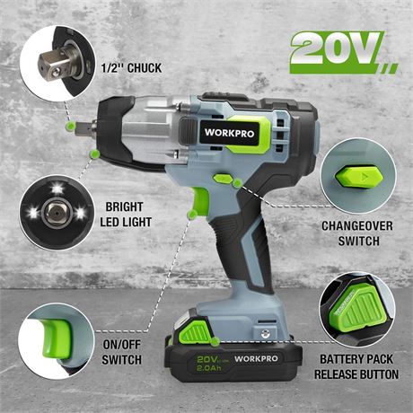 WORKPRO 20V Cordless Impact Wrench TOOL ONLY!
