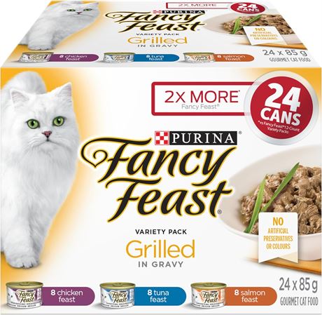 Fancy Feast Grilled Wet Cat Food, in Gravy Variety Pack 3 Flavours - 85 g Can