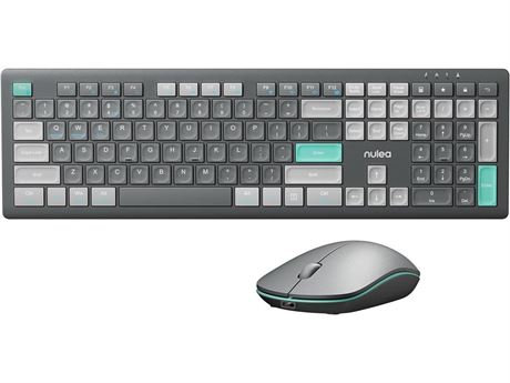 Nulea KM74 Wireless Keyboard and Mouse Combo, 2.4GHz Connection, Ultra-Slim