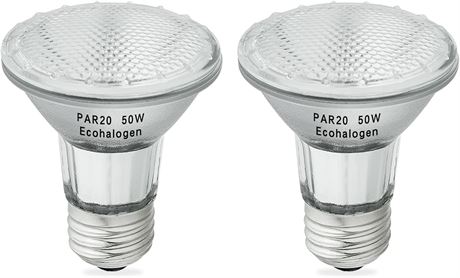 2800K Warm White Pack of 2 PAR20 Halogen Light Bulb 120V 50W E26 Medium Base