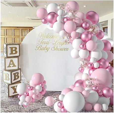 Suniney Balloon Arch Garland Kit Party Balloons, 107 Pieces Latex Macaron Pink