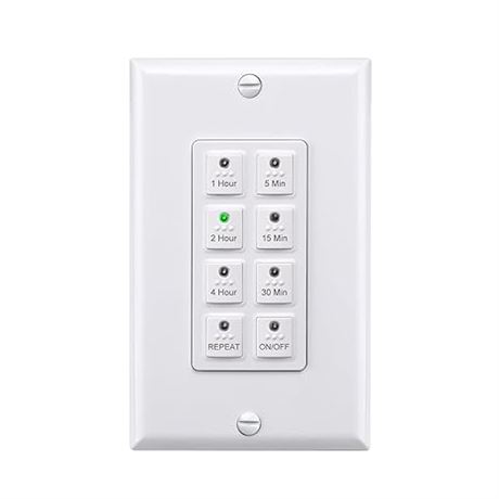 BN-LINK Countdown Digital in-Wall Timer Switch with Push Button 5-15-30-60mins