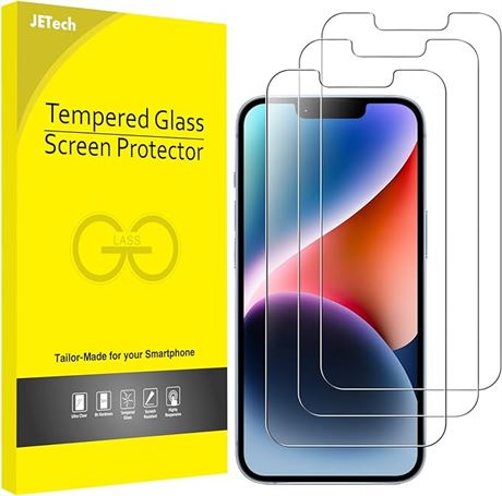 JETech Screen Protector for iPhone 14 6.1-Inch, Tempered Glass Film, 3-Pack