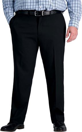 46x34 Black Haggar Mens Premium Comfort Dress Pant - Straight Fit Flat Front