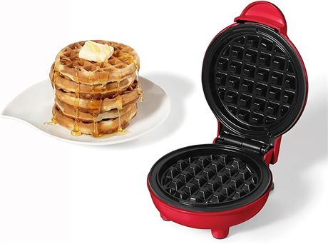 Starfrit Electric Mini Waffle Maker - 4" Non-Stick Cooking Surface