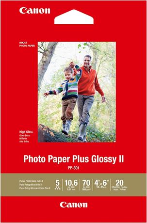20 Sheets Canon PP-301 4-Inch x 6-Inch Photo Paper Plus Glossy