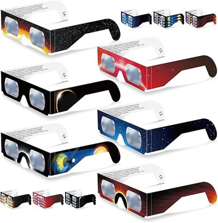 Solar Eclipse Glasses- (24 Pack) 2024 CE and ISO Certified Approved Safe Shades,