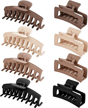 8 Pcs Neutral Hair Claw Clips, Nonslip Hair Clips for Women and Girl