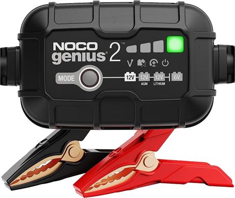 NOCO GENIUS2, 2A Car Battery Charger, 6V and 12V Automotive Battery Charger