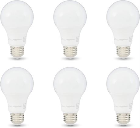 Amazon Basics 60W Equivalent, Soft White, Dimmable, 6 pack