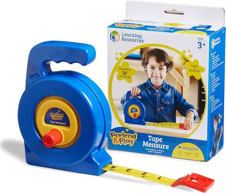 Learning Resources Play Tape Measure, 3 Feet Long, Construction Toy, Easy Grip,