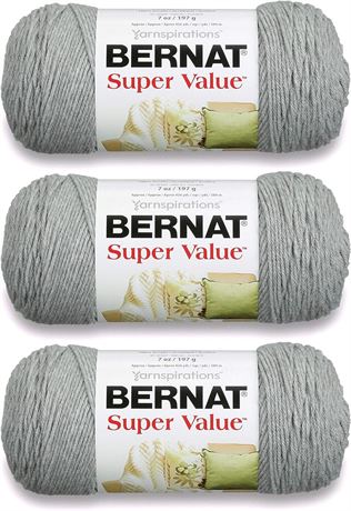 Bulk Buy: Bernat Super Value Solid Yarn (3-Pack) Soft Grey 164053-53046