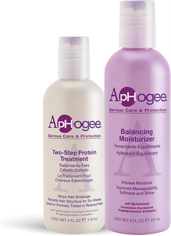 Aphogee Serious Hair Care Double Bundle (Balancing Moisturizer 8oz and Two step