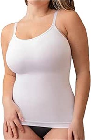 3XL - SHAPERMINT Womens Tops - High Compression Scoop Neck Cami, White