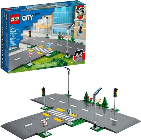 LEGO City Road Plates 60304 - Building Toy Set, Featuring Traffic Lights, Trees